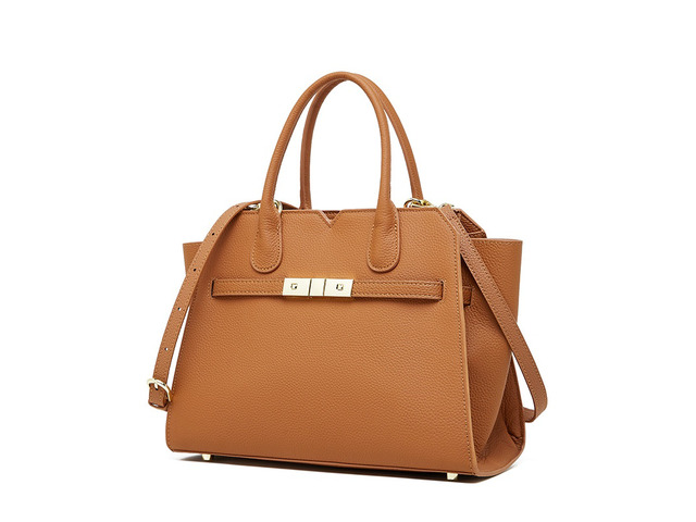 Genuine Leather Women Shoulder Handbag Ladies Crossbody Purse Brown