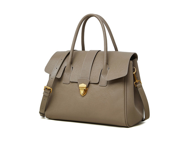 Genuine Leather Women Handbag and Shoulder Bag Grey
