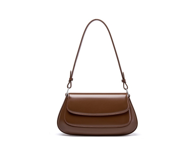 Genuine Leather Boston Shell Bag Shoulder Cross Shoulder Handbag Brown