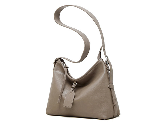 Genuine Leather Satchel Handbag for Women Vintage Handmade Shoulder Bag Grey
