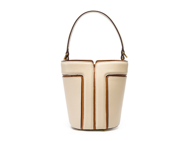 Genuine Leather Ladies' Bucket Bag Crossbody Bag White