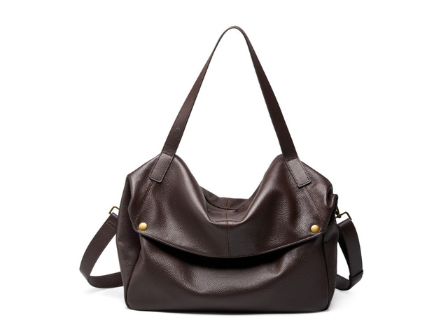 Genuine Leather Women Top Handle Shoulder Handbags Brown