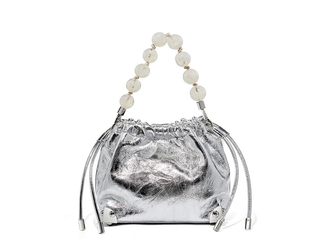 Genuine Leather European and American Large Capacity Handbag Silver