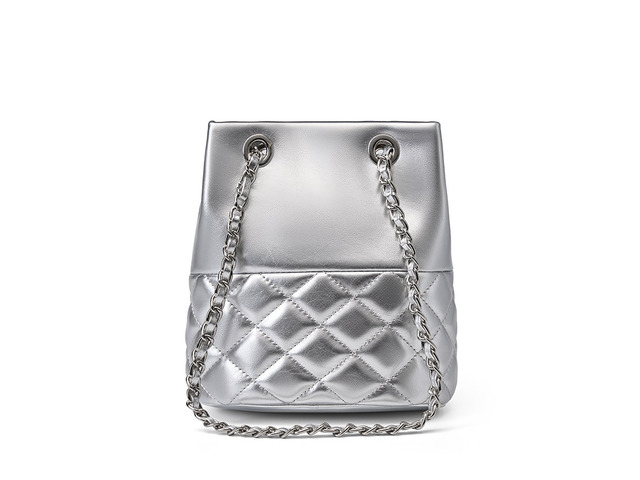 Genuine Leather Women Purses and Handbags Shoulder Bag Silver