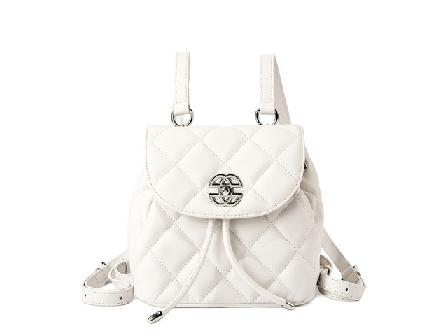 Genuine Leather Fashion Backpack Large Capacity Backpack White