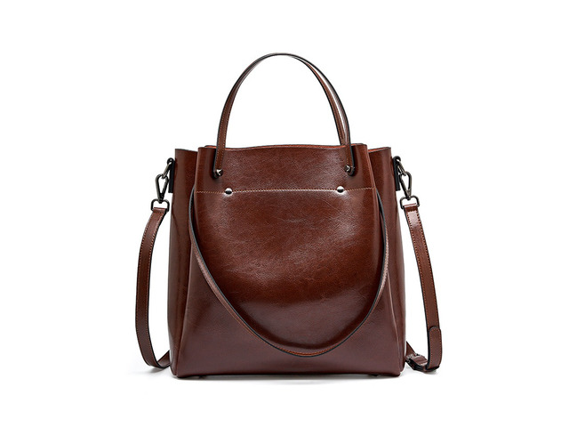 Genuine Leather Fashion Retro Messenger Bag Women's Handbag Brown
