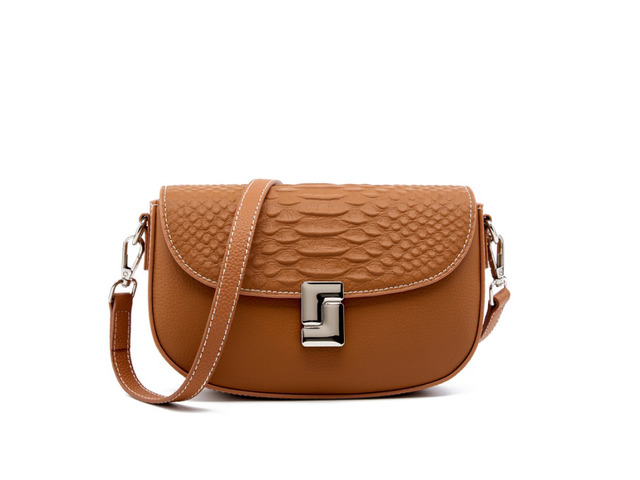 Ladies' Genuine Leather Crossbody Bag Large Capacity Small Square Bag Brown