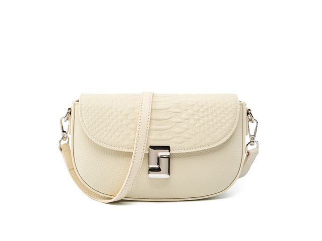 Ladies' Genuine Leather Crossbody Bag Large Capacity Small Square Bag White