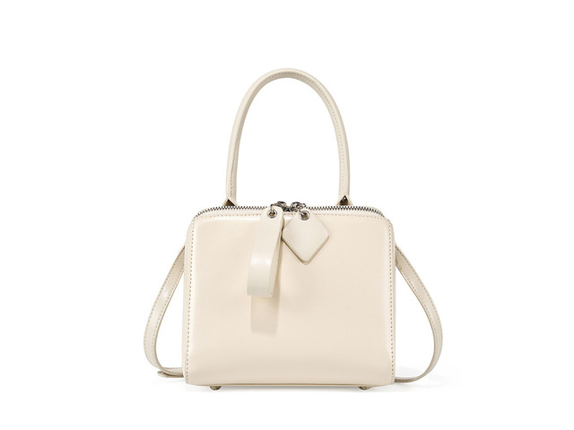 Genuine Leather Women Tote Bag Soft Handbags Vintage Shoulder Purses White