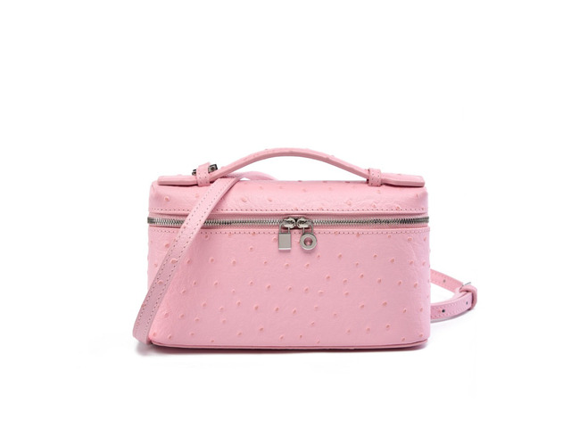 Women's Genuine Leather Makeup Bag Shoulder and Crossbody Phone Bag Pink