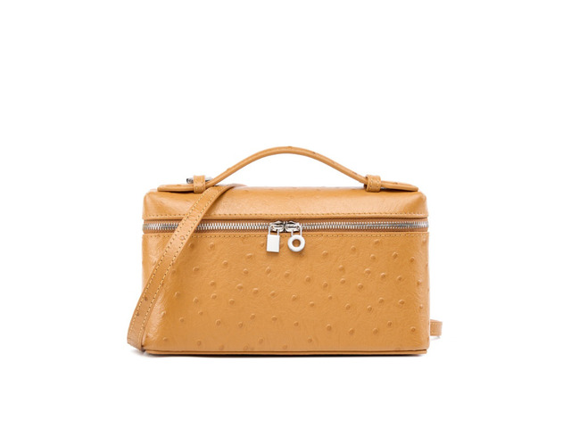 Women's Genuine Leather Makeup Bag Shoulder and Crossbody Phone Bag Yellow