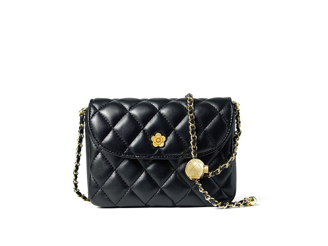 Ladies' Genuine Leather Shoulder Bag Chain Bag Black