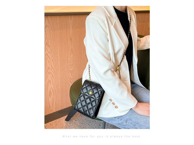 Genuine Leather Ladies'Shoulder Bag Chain Bag Black