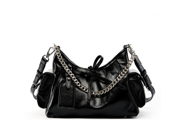 Soft Leather Hobo Handbags for Women Genuine Top Handle Bags Vintage Shoulder Purses Black