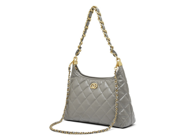 Genuine Leather Hobo Purses and Handbags for Women Ladies Shoulder Crossbody Purse Grey