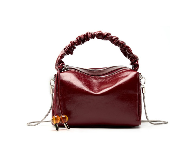 Ladies Genuine Leather Handbags Tote Shoulder Bag Red