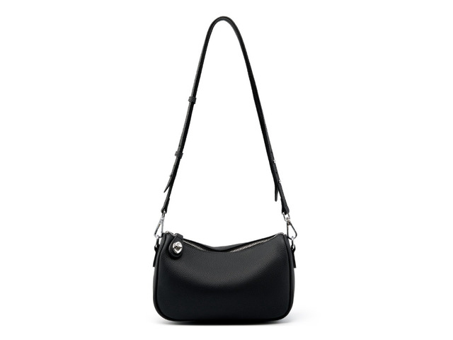 Genuine Leather Women Swinger Fashion Shoulder Cross Bag Black