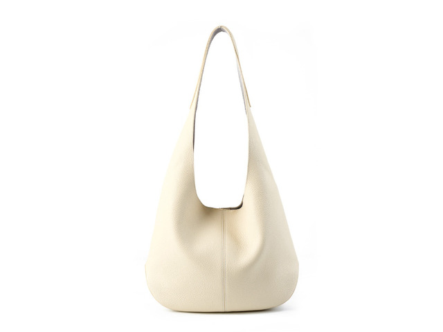 Genuine Leather Tote Bucket Bags Hobo Shoulder Bags Purse and Handbags White