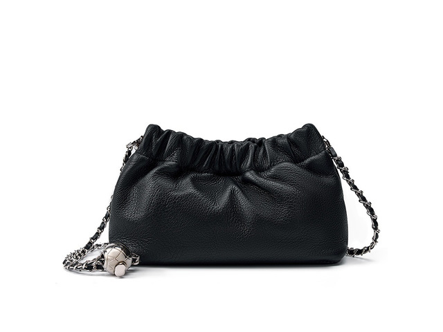 Genuine Soft Leather Hobo Handbags Black