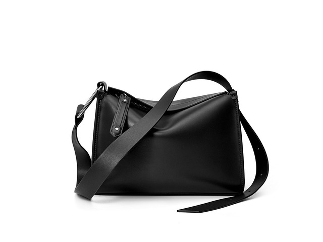 Women Tote Bag Retro Genuine Leather Crossbody Bag Black