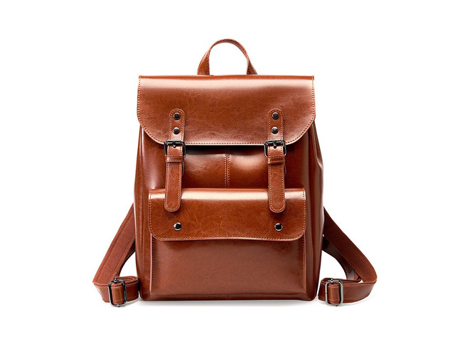 Genuine Leather Backpack Brown