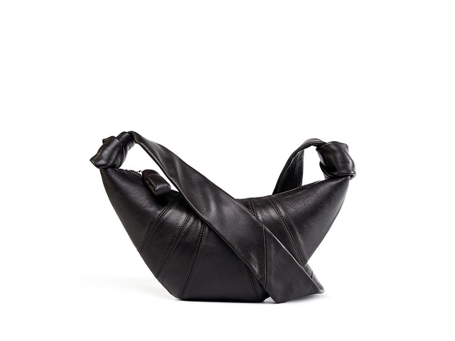 Sheepskin Diagonal Cross Wrapped Genuine Leather Dumpling Wrap Brown