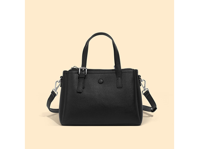 Genuine Leather Women Crossbody Bag Black