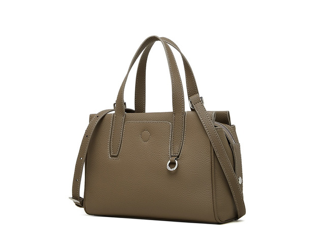 Genuine Leather Shoulder Bag Top-handle Handbag Grey