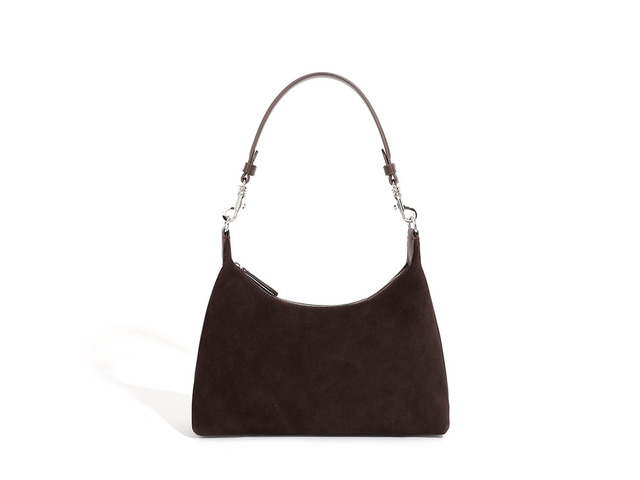 Frosted Cowhide High-Capacity Crossbody Bag Brown
