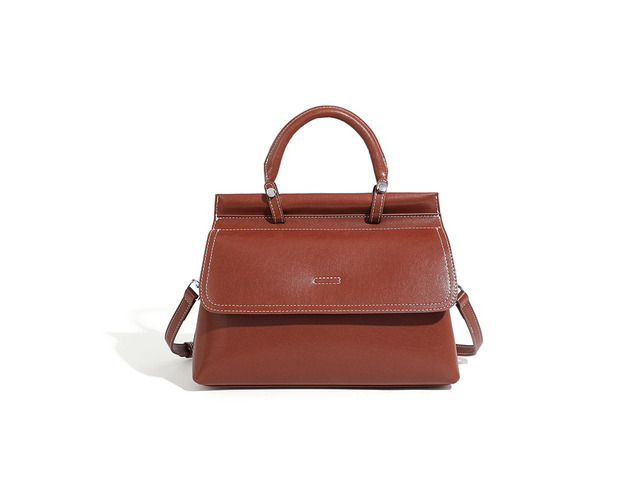 Genuine Leather Women Tote Bag Handbags Brown