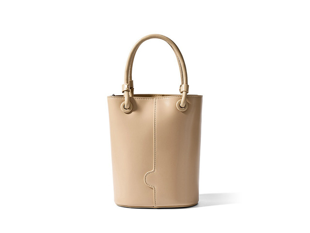 Genuine Leather Ladies' Bucket Bag Shoulder Bag Apricot