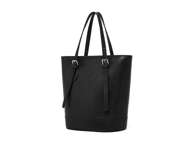Genuine Leather Women Handbags Tote Purse Shoulder Bag Black