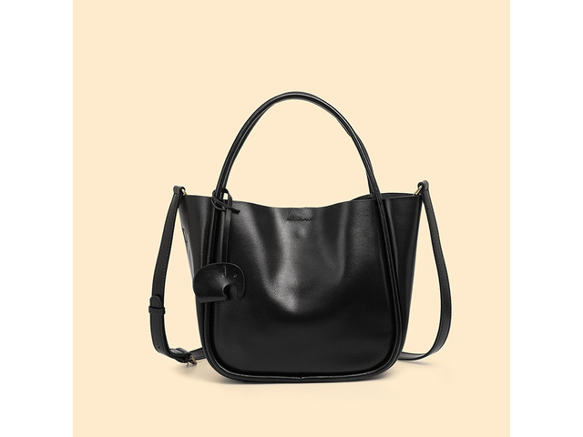 Women Tote Bag Retro Genuine Leather Crossbody Bag Black