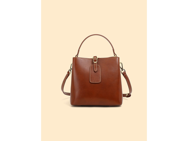 Genuine Leather Women Tote Bag Soft Handbags Brown