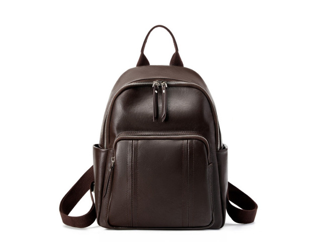 Genuine Leather Backpack Brown