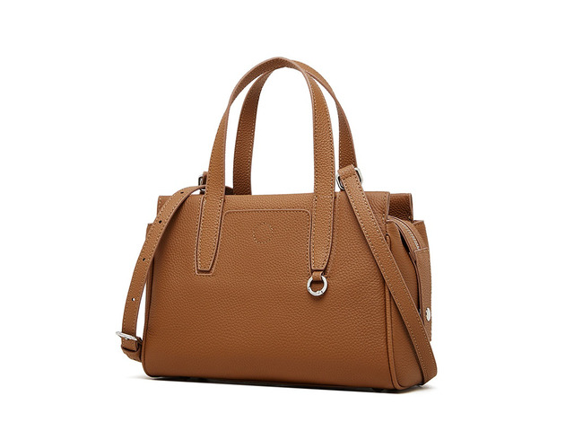 Genuine Leather Shoulder Bag Top-handle Handbag Brown