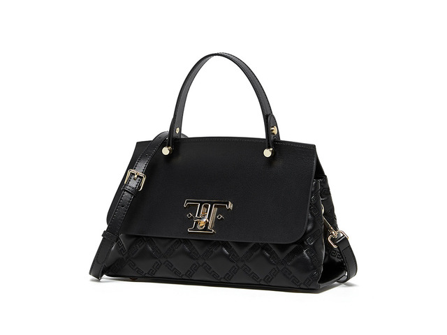 Genuine Leather Satchel Handbag Black