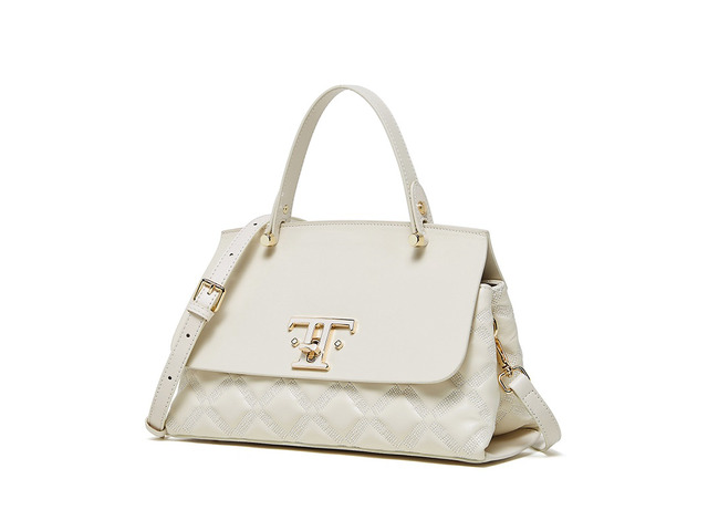 Genuine Leather Satchel Handbag White