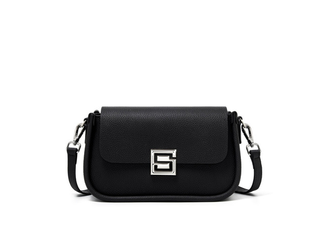 Genuine Leather Women TOGO Shoulder Cross Bag Black