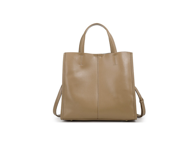 Women Genuine Leather Handbag Apricot
