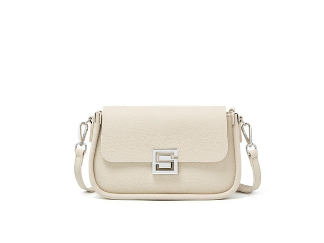 Genuine Leather Women TOGO Shoulder Cross Bag White