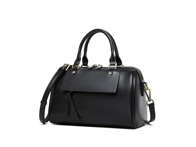 Genuine Leather Women Crossbody Bag Black
