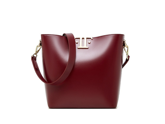 Women's Genuine Leather Tote Shoulder Handbag Red