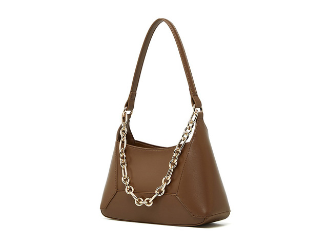 Genuine Leather Women Crossbody Handbag Brown