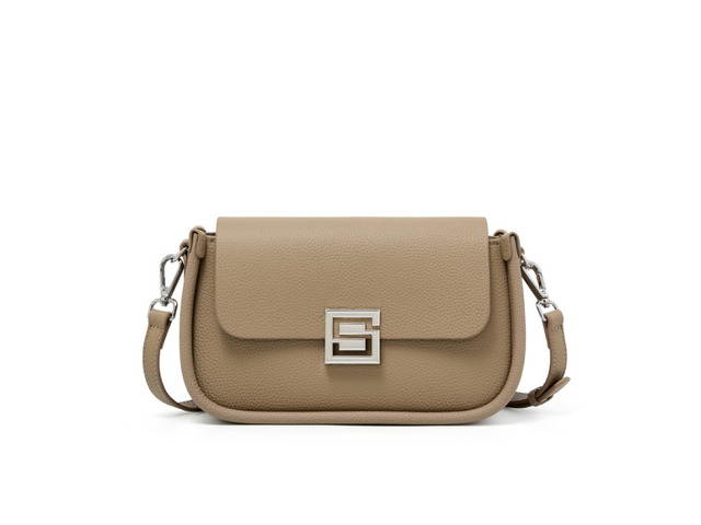 Genuine Leather Women TOGO Shoulder Cross Bag Grey