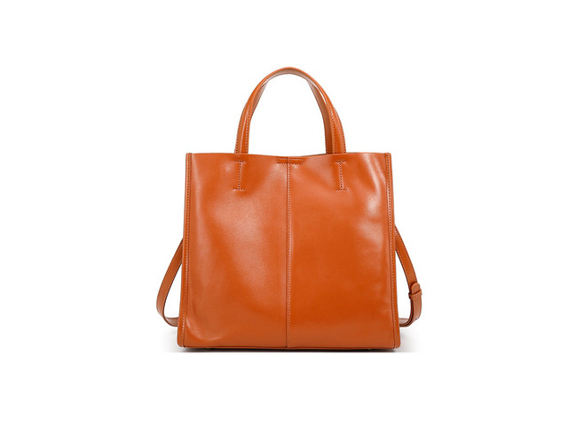 Women Genuine Leather Handbag Orange