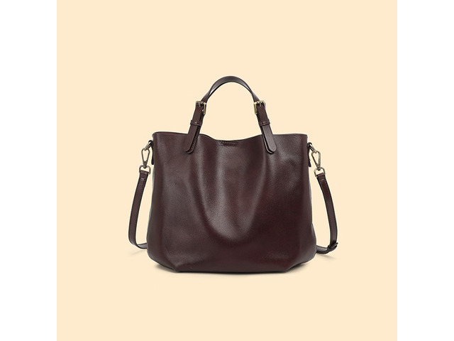 Genuine Leather Women Top Handle Shoulder Purses and Handbags Brown