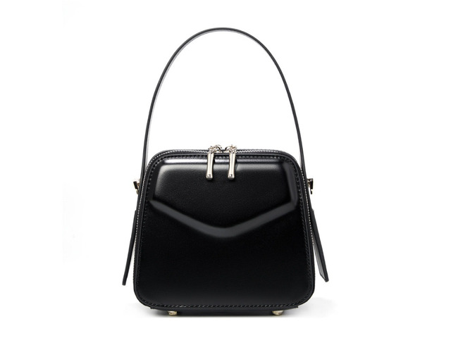 Genuine Leather Women Shoulder Bag Black