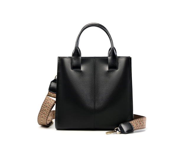 Women Genuine Leather Top Handle Shoulder Bags Black