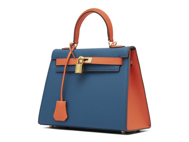 Genuine Leather Women Top Handle Shoulder Purses and Handbags Blue